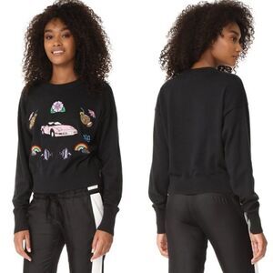 NWT WILDFOX Miami Getaway Charlotte Black Patches Sweatshirt Small